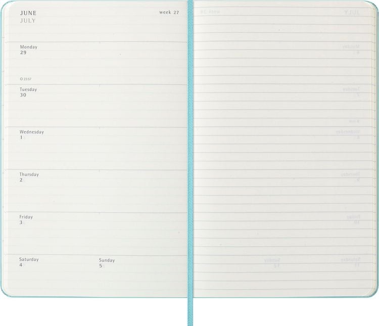 Produktbild: Moleskine 18 Monate Wochen Notizkalender 2025/2026, L/A5, 1 Wo = 1 Seite, rechts linierte Seite, fester Einband, Aquamarin