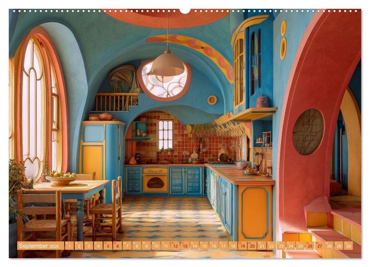 Produktbild: Fantastische K&uuml;chenarchitektur. KI-Design zum Staunen (hochwertiger Premium Wandkalender 2026 DIN A2 quer), Kunstdruck in Hochglanz