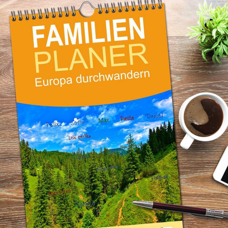 Produktbild: Familienplaner 2026 - Europa durchwandern mit 5 Spalten (Wandkalender, 21 x 45 cm) CALVENDO