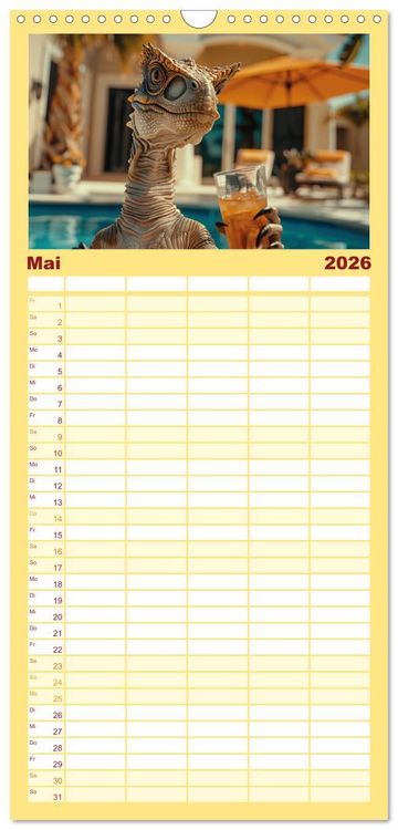 Produktbild: Familienplaner 2026 - Reiche Dinos. Sie leben &ndash; im Luxus. mit 5 Spalten (Wandkalender, 21 x 45 cm) CALVENDO
