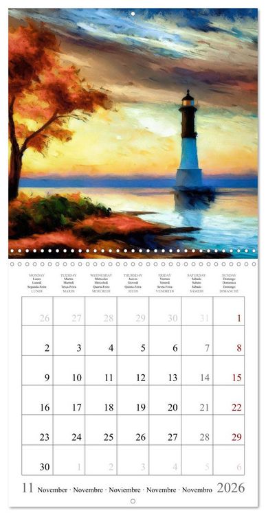 Produktbild: Phares de fantaisie (Calendrier mural carr&eacute; 2026 30x30 cm) Calendrier double avec une page pour vos prises de notes