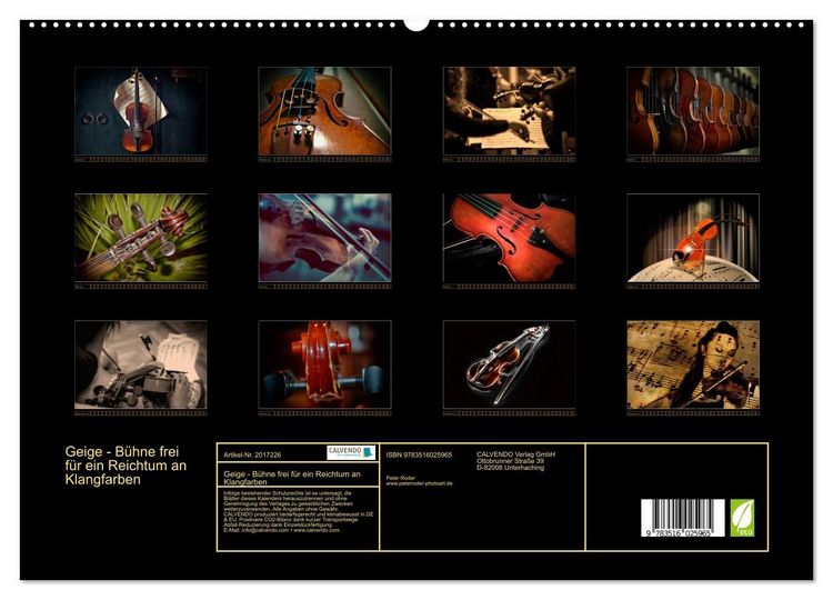 Produktbild: Geige - B&uuml;hne frei f&uuml;r ein Reichtum an Klangfarben (hochwertiger Premium Wandkalender 2026 DIN A2 quer), Kunstdruck in Hochglanz