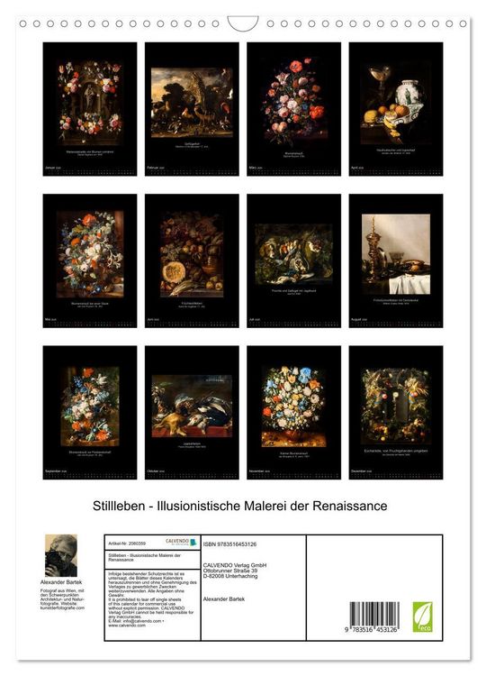Produktbild: Stillleben - Illusionistische Malerei der Renaissance (Wandkalender 2026 DIN A3 hoch), CALVENDO Monatskalender