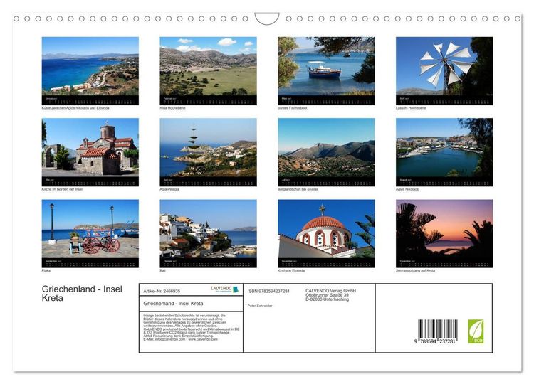 Produktbild: Griechenland - Insel Kreta (Wandkalender 2027 DIN A3 quer), CALVENDO Monatskalender