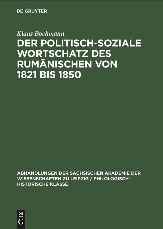 Produktbild: Der Politisch-Soziale Wortschatz des Rum&auml;nischen von 1821 bis 1850