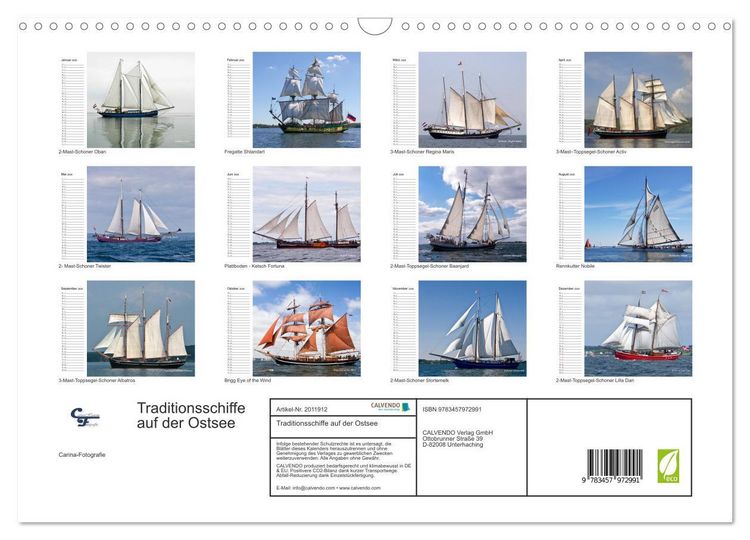 Produktbild: Traditionsschiffe auf der Ostsee (Wandkalender 2026 DIN A3 quer), CALVENDO Monatskalender