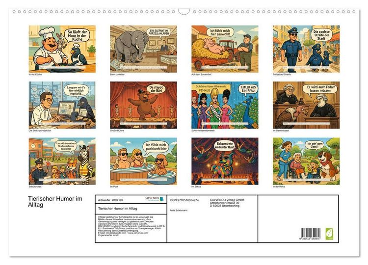 Produktbild: Tierischer Humor im Alltag (Wandkalender 2026 DIN A2 quer), CALVENDO Monatskalender