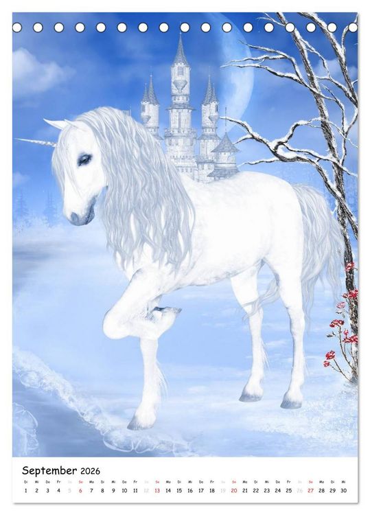Produktbild: Einhorn und Pegasus (Tischkalender 2026 DIN A5 hoch), CALVENDO Monatskalender
