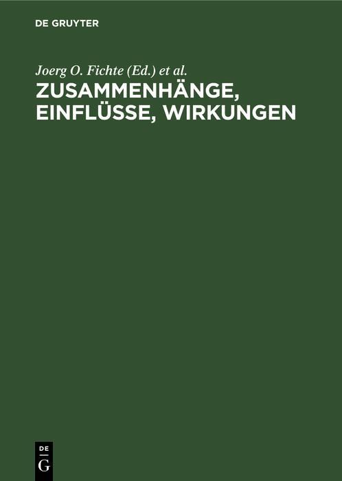 Produktbild: Zusammenh&auml;nge, Einfl&uuml;sse, Wirkungen