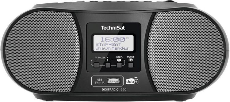 Produktbild: TechniSat DIGITRADIO 1990 CD-Radio DAB+, UKW AUX, Bluetooth&reg;, CD, USB Akku-Ladefunktion, Weckfunktion Schwarz
