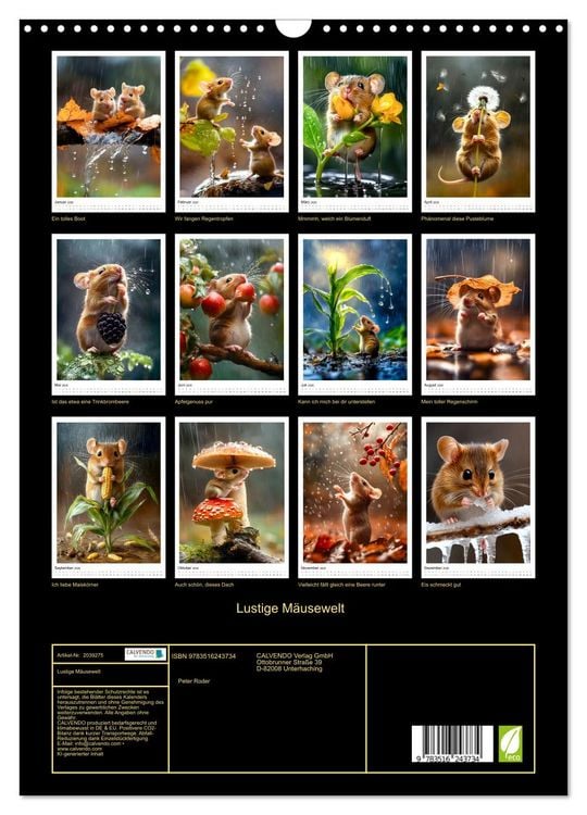 Produktbild: Lustige M&auml;usewelt (Wandkalender 2026 DIN A3 hoch), CALVENDO Monatskalender