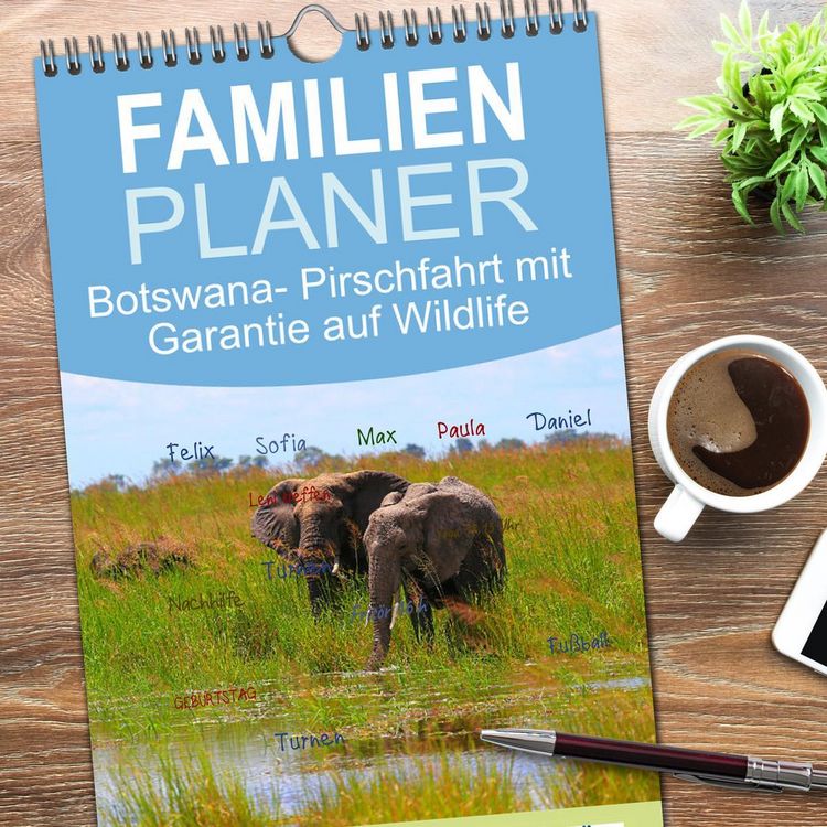 Produktbild: Familienplaner 2026 - Botswana- Pirschfahrt mit Garantie auf Wildlife mit 5 Spalten (Wandkalender, 21 x 45 cm) CALVENDO