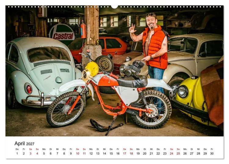 Produktbild: Echte M&auml;nner, coole Mopeds (hochwertiger Premium Wandkalender 2027 DIN A2 quer), Kunstdruck in Hochglanz