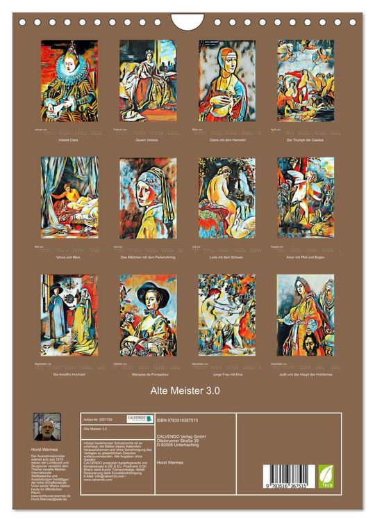 Produktbild: Alte Meister 3.0 (Wandkalender 2026 DIN A4 hoch), CALVENDO Monatskalender