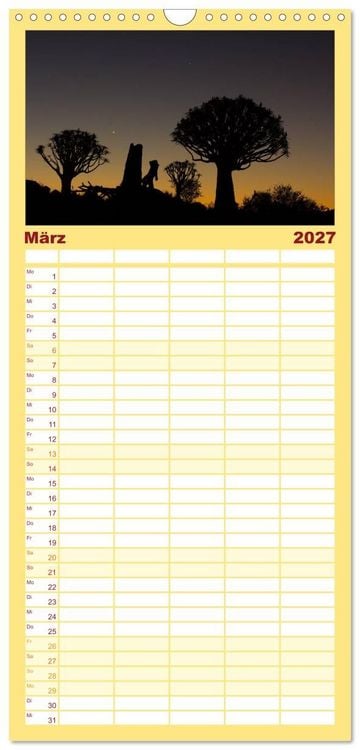 Produktbild: Familienplaner 2027 - Wildes Namibia mit 5 Spalten (Wandkalender, 21 x 45 cm) CALVENDO