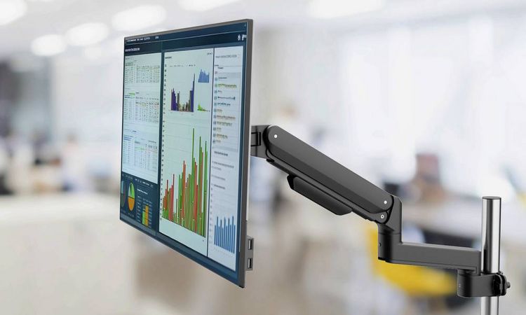 Produktbild: SpeaKa Professional SP-MM-1050 Monitor-Tischhalterung 1 Display(s) 38,1 cm (15") - 101,6 cm (40") Schwarz/Silber Neigbar, Schwenkbar