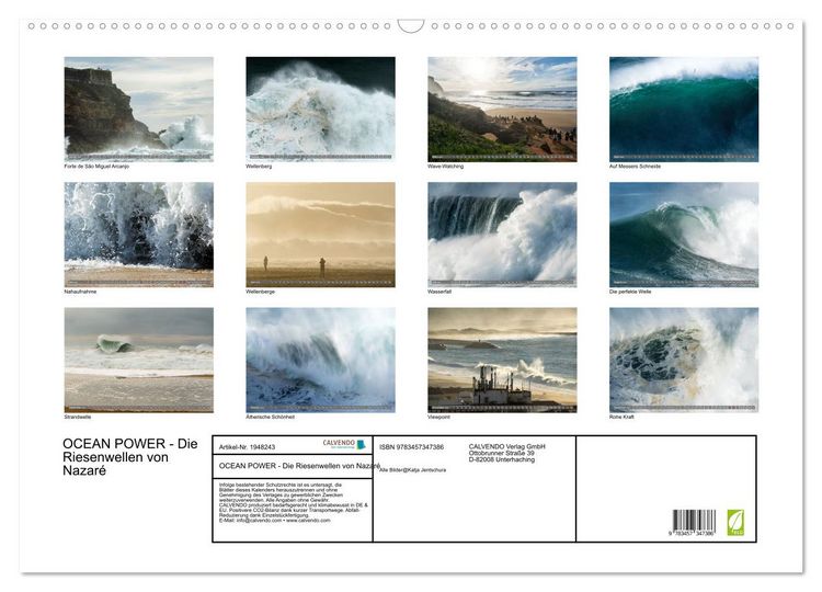 Produktbild: OCEAN POWER - Die Riesenwellen von Nazar&eacute; (Wandkalender 2026 DIN A2 quer), CALVENDO Monatskalender
