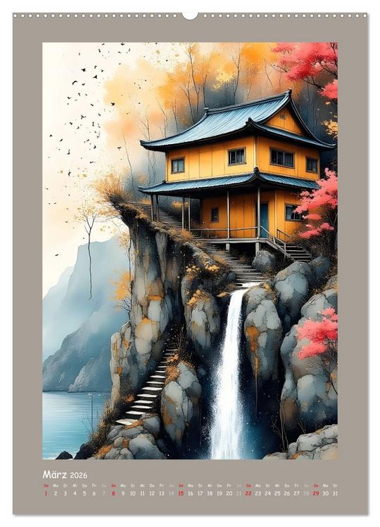 Produktbild: Berge, Pagoden, Tempel (Wandkalender 2026 DIN A2 hoch), CALVENDO Monatskalender