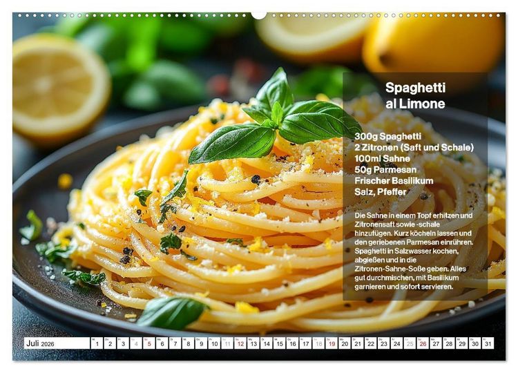 Produktbild: Italienische Spaghetti Rezepte - Leckere So&szlig;en f&uuml;r jeden Monat (Wandkalender 2026 DIN A2 quer), CALVENDO Monatskalender