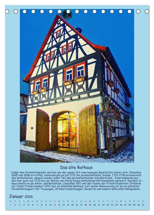 Produktbild: Gut 800 Jahre Burgholzhausen. Ein Ortsportr&auml;t in Wort und Bild 2026 (Tischkalender 2026 DIN A5 hoch), CALVENDO Monatskalender