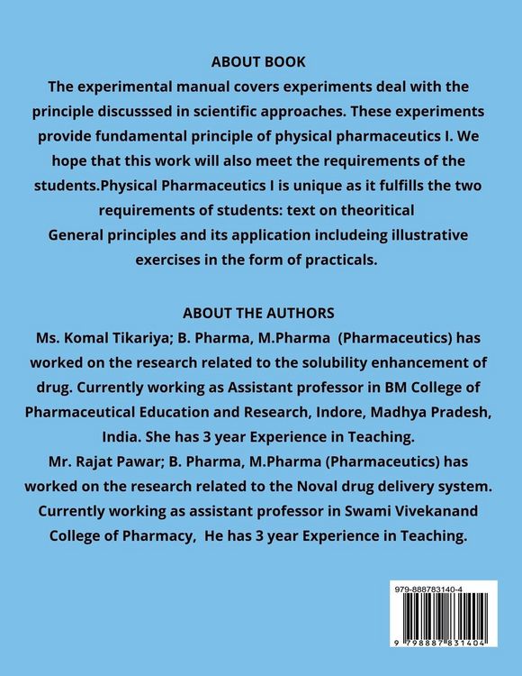 Produktbild: Laboratory manual of Physical Pharmaceutics I