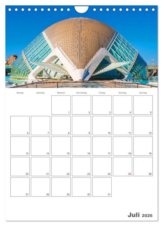Produktbild: Valencia - Reiseplaner (Wandkalender 2026 DIN A4 hoch), CALVENDO Monatskalender