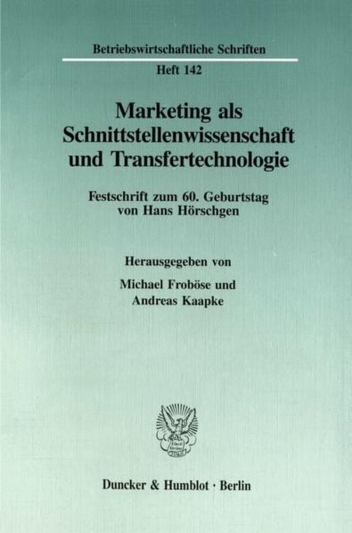 Produktbild: Marketing als Schnittstellenwissenschaft und Transfertechnologie.