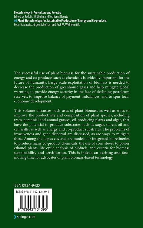 Produktbild: Plant Biotechnology for Sustainable Production of Energy and Co-products