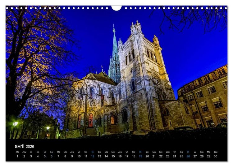 Produktbild: Cr&eacute;puscule sur Gen&egrave;ve (Calendrier mural 2026 DIN A3 vertical), CALVENDO calendrier mensuel