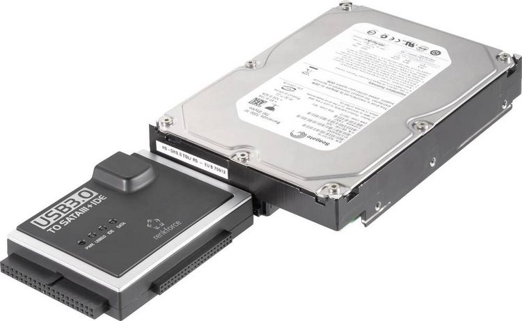 Produktbild: Renkforce Festplatten Adapter [1x USB 3.2 Gen 1 Stecker A (USB 3.0) - 1x IDE-Buchse 40pol., IDE-Buchse 44pol., SATA-Kombi-Stecker 7+15pol.] 1.20 m