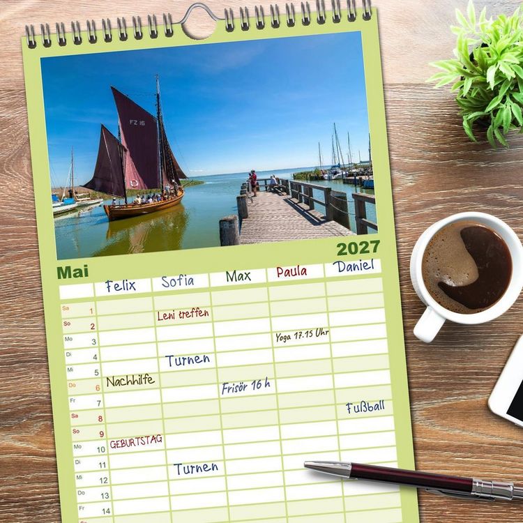 Produktbild: Familienplaner 2027 - Ostsee, Fischland-Dar&szlig; mit 5 Spalten (Wandkalender, 21 x 45 cm) CALVENDO