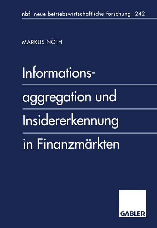 Produktbild: Informationsaggregation und Insidererkennung in Finanzm&auml;rkten