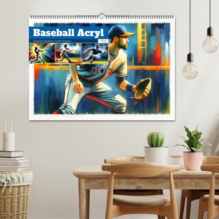 Produktbild: Baseball Acryl - Zwischen Realit&auml;t und KI Visionen (Wandkalender 2026 DIN A2 quer), CALVENDO Monatskalender
