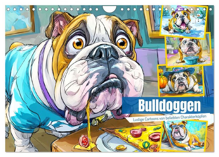 Produktbild: Bulldoggen. Lustige Cartoons von beliebten Charakterk&ouml;pfen (Wandkalender 2026 DIN A4 quer), CALVENDO Monatskalender