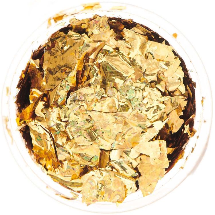 Produktbild: Blattmetall Flocken Holografisch Gold, 0,3g