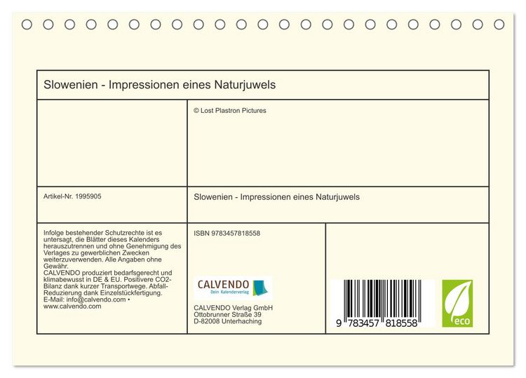 Produktbild: Slowenien - Impressionen eines Naturjuwels (Tischkalender 2026 DIN A5 quer), CALVENDO Monatskalender
