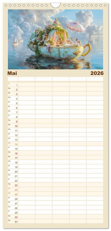 Produktbild: Familienplaner 2026 - Paradoxe fantastische Welten - M&auml;rchenhaft verspielt mit 5 Spalten (Wandkalender, 21 x 45 cm) CALVENDO