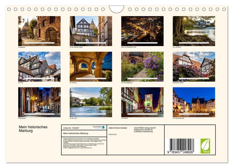 Produktbild: Mein historisches Marburg (Wandkalender 2026 DIN A4 quer), CALVENDO Monatskalender