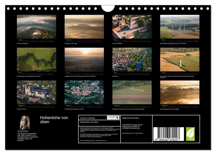Produktbild: Hohenlohe von oben (Wandkalender 2026 DIN A4 quer), CALVENDO Monatskalender