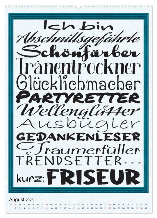 Produktbild: Friseur-Spr&uuml;che (hochwertiger Premium Wandkalender 2026 DIN A2 hoch), Kunstdruck in Hochglanz