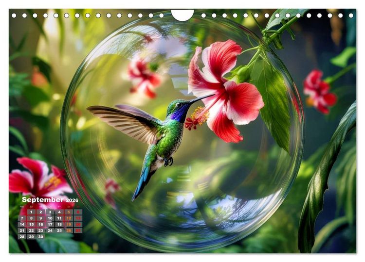 Produktbild: Kolibri in der Glaskugel (Wandkalender 2026 DIN A4 quer), CALVENDO Monatskalender