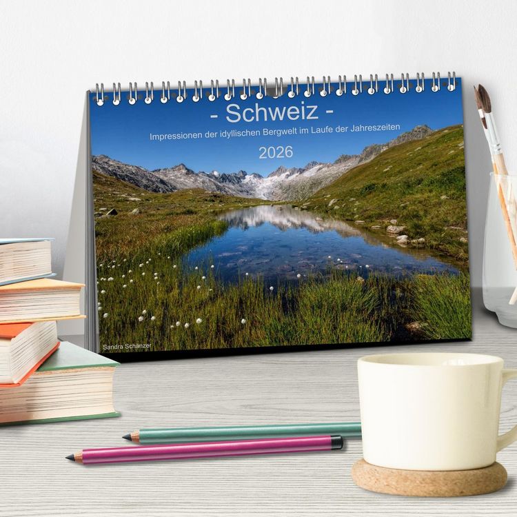 Produktbild: Schweiz - Impressionen der idyllischen Bergwelt im Laufe der Jahreszeiten (Tischkalender 2026 DIN A5 quer), CALVENDO Monatskalender