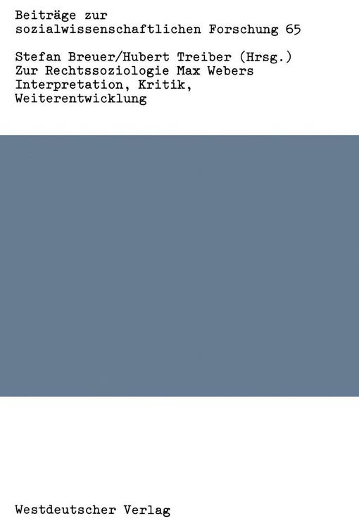 Produktbild: Zur Rechtssoziologie Max Webers