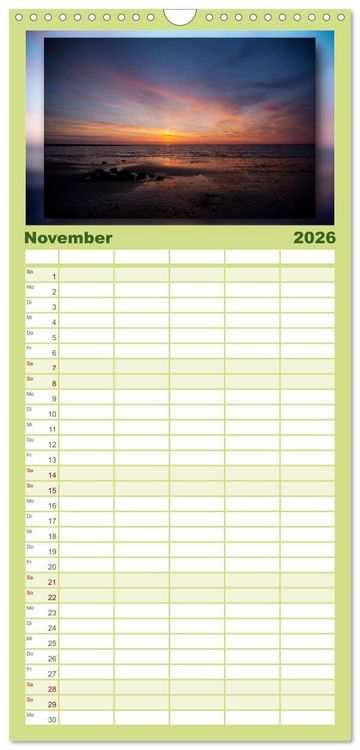 Produktbild: Familienplaner 2026 - Baltrum - Ein Tag am Strand mit 5 Spalten (Wandkalender, 21 x 45 cm) CALVENDO