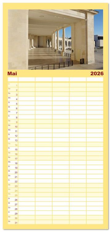 Produktbild: Familienplaner 2026 - Fatima: Ein Besuch in Portugals heiligem Herz mit 5 Spalten (Wandkalender, 21 x 45 cm) CALVENDO