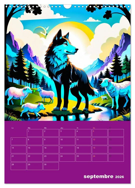 Produktbild: Les fables illustr&eacute;es (Calendrier mural 2026 DIN A3 horizontal), CALVENDO calendrier mensuel