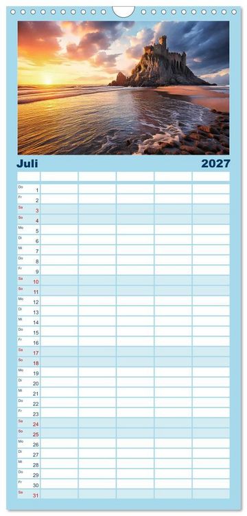 Produktbild: Familienplaner 2027 - Romantische Ritterburgen mit 5 Spalten (Wandkalender, 21 x 45 cm) CALVENDO