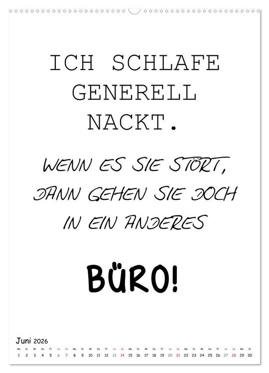 Produktbild: Typo-Kalender f&uuml;r das B&uuml;ro. Gemeine und lustige Spr&uuml;che (hochwertiger Premium Wandkalender 2026 DIN A2 hoch), Kunstdruck in Hochglanz
