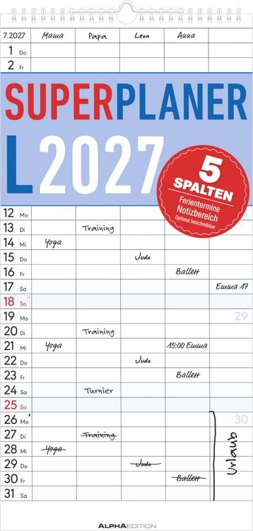 Produktbild: Superplaner L - 5 Spalten 2027