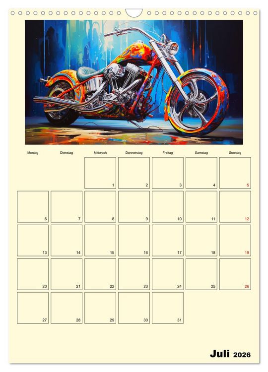 Produktbild: Custom Motorcycle Paintings (Wandkalender 2026 DIN A3 hoch), CALVENDO Monatskalender